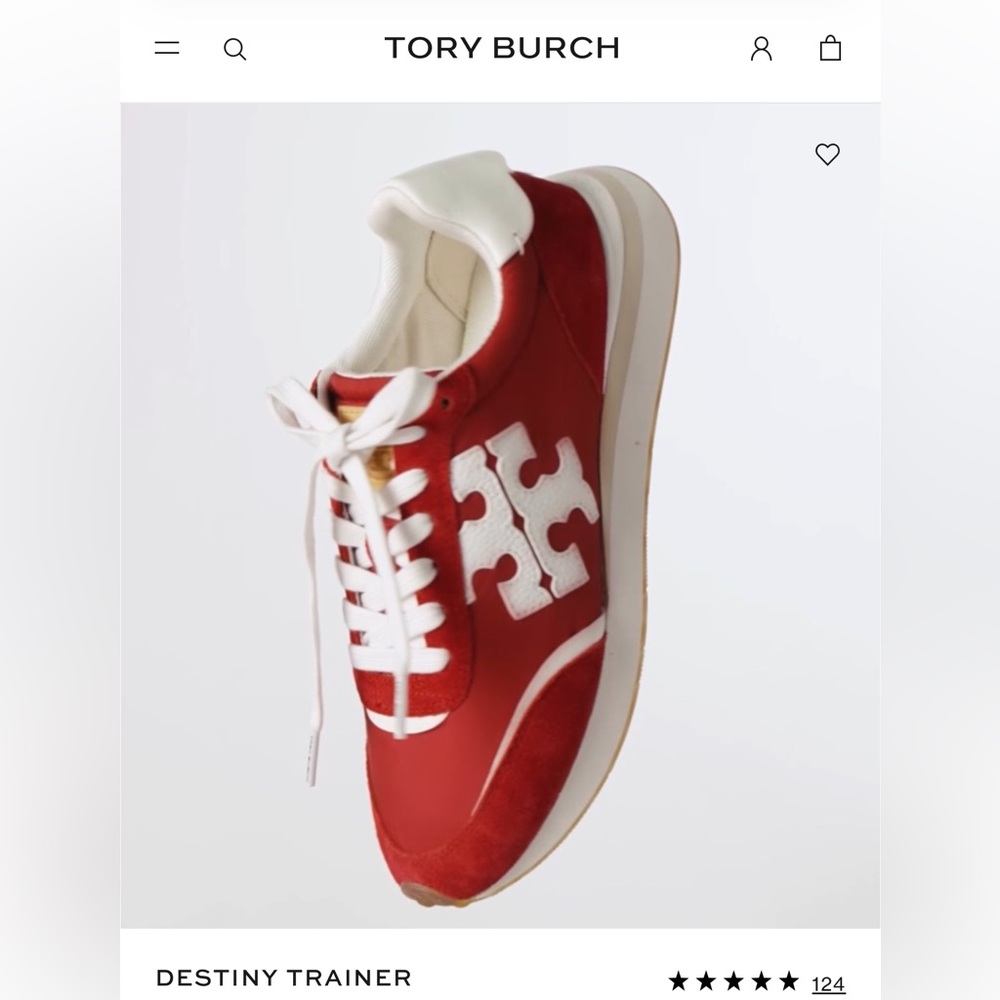 Tory Burch Red and White Destiny Trainers